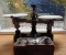 Antique Genco cast iron & white marble scale with weights. 14x6x9