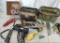 Large assortment of hand tools and tool bags.