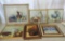 6 framed oil paintings on hard board.