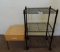 Black rolling metro cart (24x16x36) and a small night stand.