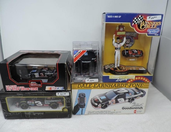 Dale Earnhardt collectable's, phone, starting line-up figure, helmet, pit-stop showcase and limited