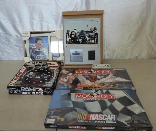 2 limited edition prints, race clock, Earnhardt and nascar new monopoly games.