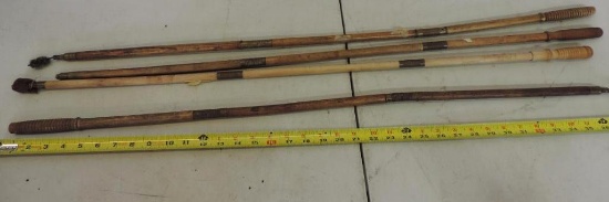 4 Antique segmented wooden shotgun cleaning rods.