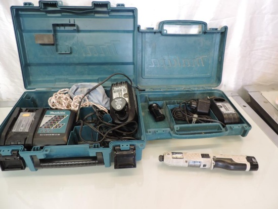 Makita TD020D 7.2 volt cordless driver with charger and case, Makita 10.8 volt battery & charger,