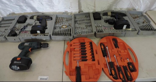 Cordless drills and incomplete tool sets.