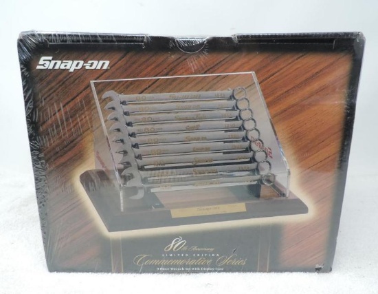 Snap-On 80th anniversity 9 piece wrench set with display case. New in box.