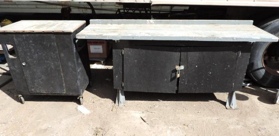 79x24x35"Work bench with 1.5" thick top and 32x20x36" rolling metal tool cabinet with tools.