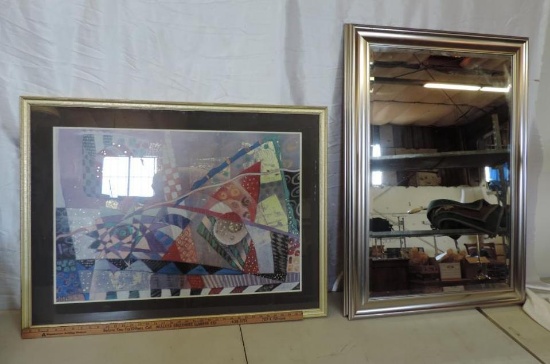 40x30" framed print (unknown maker) and 2 30x41" framed mirrors.