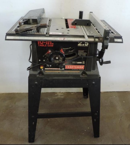 Craftsman 2.5HP 10" table saw (tested operable).