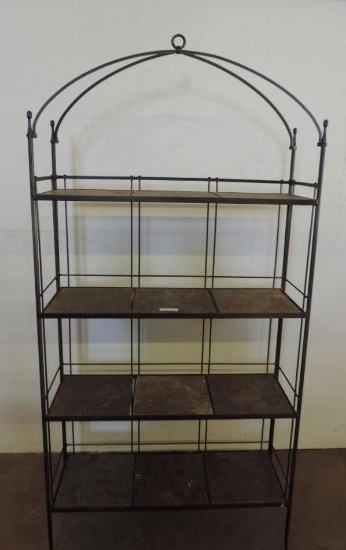 38x13x78" 4 tiered tile top shelf.