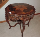 Beautifully inlaid antique table, 27x27x30