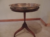 Antique side table with Rodgers silverplate trey top. 15x22