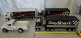 3 Nylint Mr goodwrench trucks with trailers and 1 Nylint GM truck.