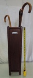 3 canes with solid wood umbrella/cane holder.