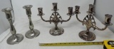 Rogers Marquise IS marked candlesticks and Burley's pewter candlesticks.