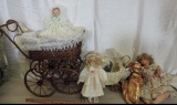 2 decorator doll strollers and 4 dolls.