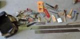 Hand tool lot, Pry bars, straigt edges, mallet, squares and more.