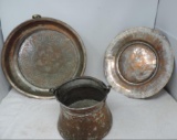 3 pieces of antique hammered copper.
