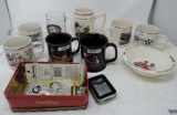 Earnhard zippo and 8 nascar collector coffee mugs.