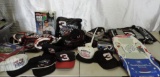Enormous lot of Earnhardt gear, 3 back packs, 8 vintage caps, flag and more.