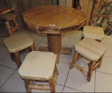 Aspen Log furniture table with 4 stools.