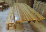 Aspen log picnic table with 2 benches.