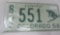 Pristine NOS condition 1958 colorful colorado skier license plate.