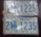 Two pair sequential 1975 Wyoming Truck License Plates.