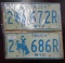Two pair 1975 Wyoming Truck License Plates.