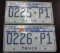 Two pair sequential Colorado Truck License Plates.