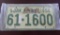 One 1956 South Dakota License Plate.