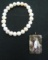 Fresh water pearl bracelet and copper/silver fresh water pendant.