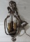 Ornate antique copper hanging lamp.