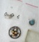 Taylord marked sterling pin, 925 earrings and silver colored pendant.