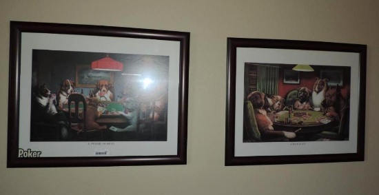 2 31x25" dogs playing poker frame prints.