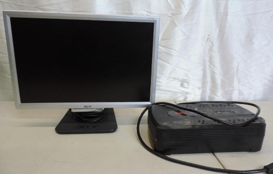 Acer AL2016W 20" LCD screen and APC ES 750 surge protector.