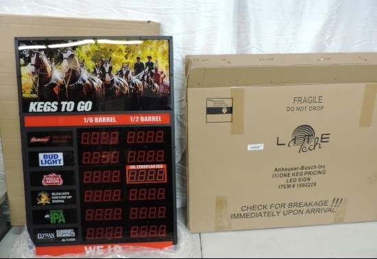 New Anheuser Busch kegs to go - 1 keg pricing LED sign.