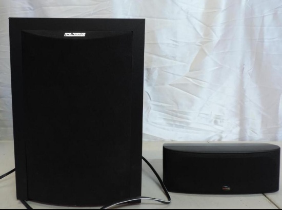 Polk Audio Model RM6750 powered sub woofer and center channel speaker.