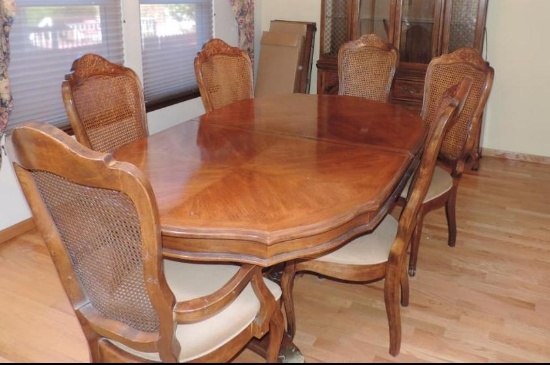 Table with 6 chairs, matching china cabinet.