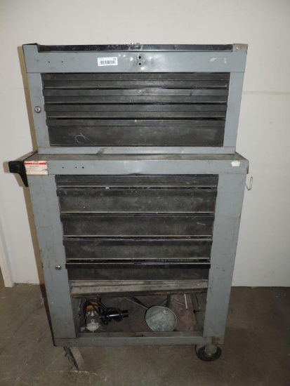 Fully Loaded 2 piece grey rolling tool box.