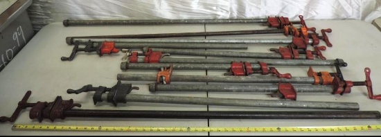 11 pipe clamps ranging from 52" - 27".