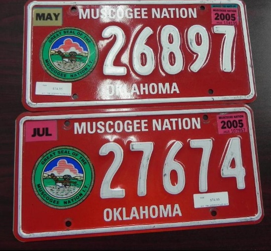 Two Oklahoma License Plates.