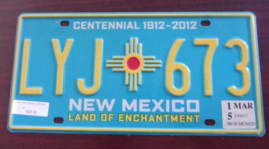One New Mexico License Plate