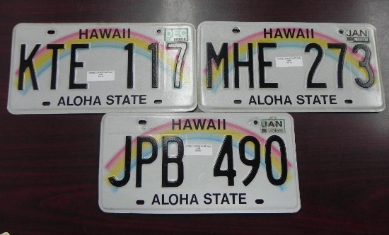 Three Hawaii License Plates.