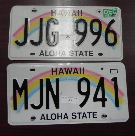 Two Hawaii License Plates.