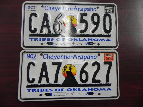 Two Oklahoma License Plates.
