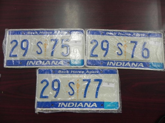 Three Indiana License Plates.