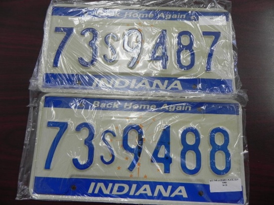 Two Indiana License Plates.