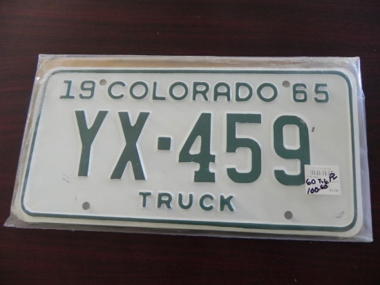 One set 1965 Colorado Truck License Plate.