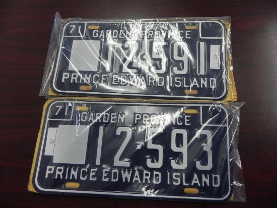 Two pair 1971 Canada Province License Plates.